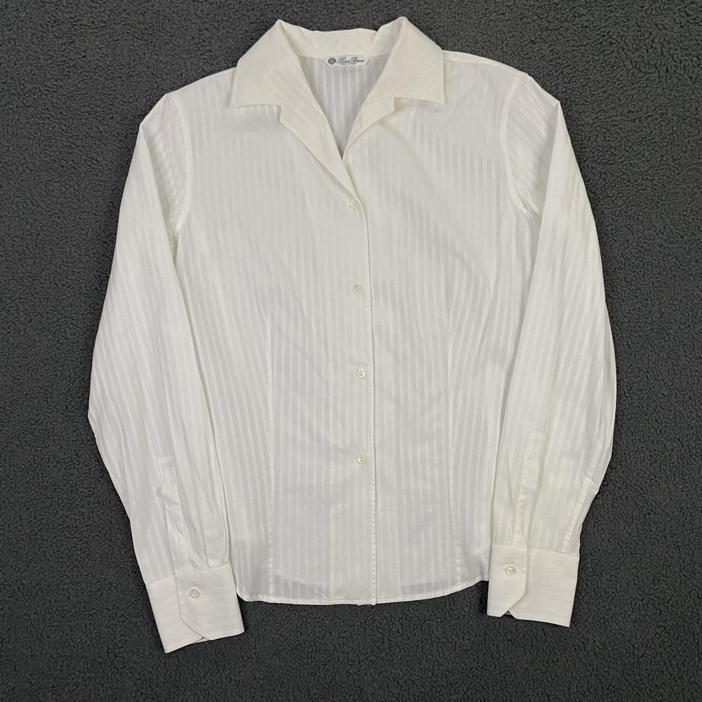 Loro Piana Shirt Womens 46 US 10 Herringbone Stripe Cotton Made Italy Luxury